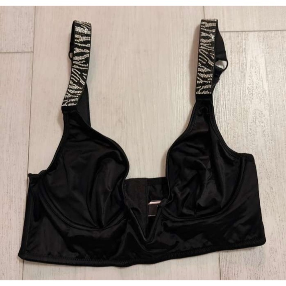 NWT Victoria's Secret Very Sexy‎ V-wire Bralette Shine Strap Black Zebra Sz S